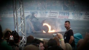 Burnout mit Flammen Motorrad