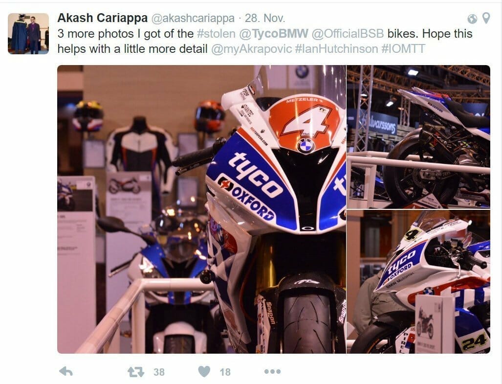 Motorcycles from Ian Hutchinson, Guy Martin and Christian Iddon stolen