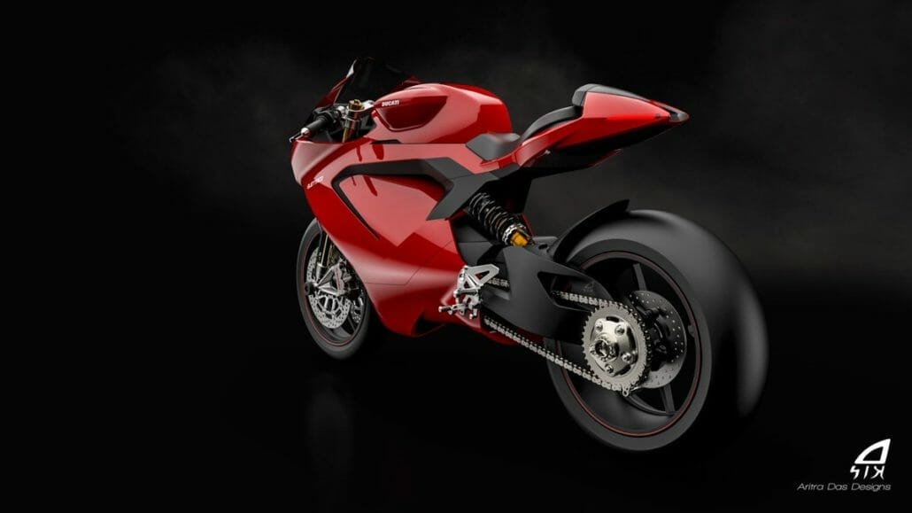 Ducati Electric Superbike Based On Panigale Rendered swingarm