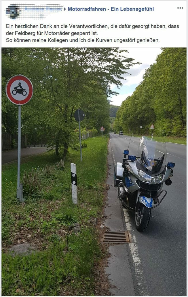 Motorradpolizist verhöhnt Biker wegen Streckensperrung? 2 FB Post1