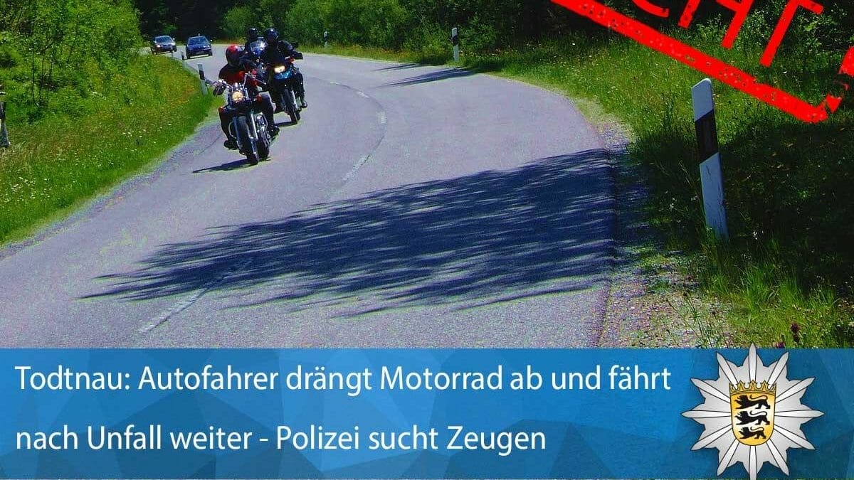 PKW-Fahrer drängt Motorrad ab und flüchtet