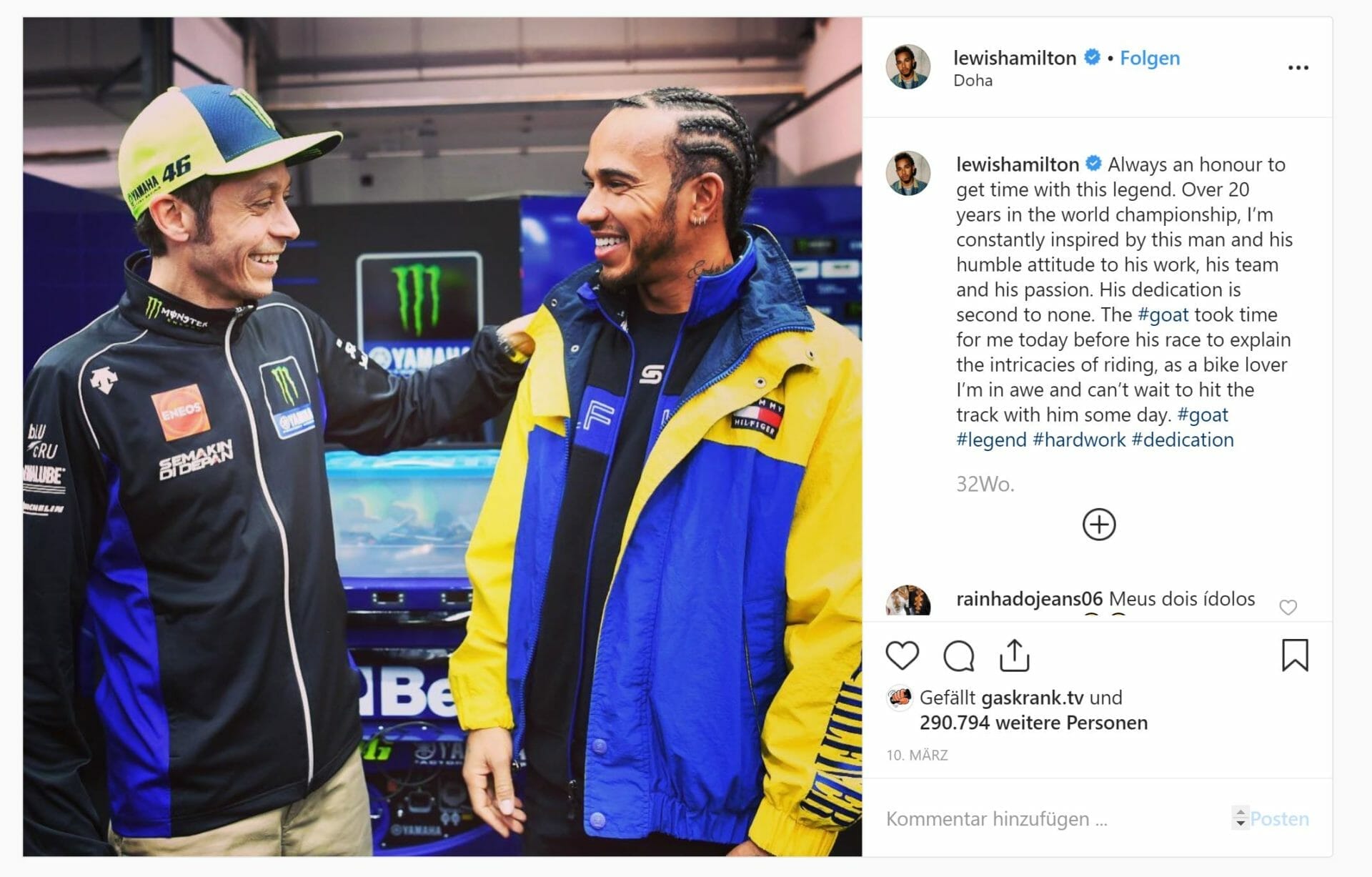 Rossi and Hamilton swap seats !?