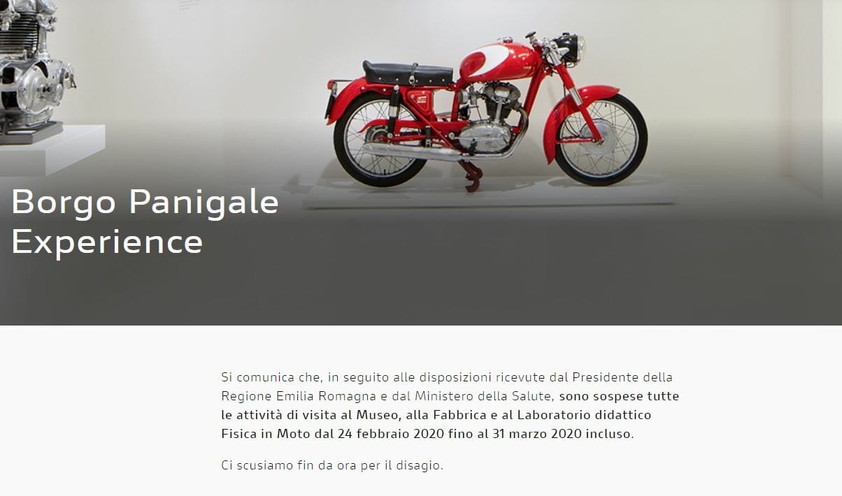 Ducati and Piaggio - museums temporarily closed
- also in the MOTORCYCLE NEWS APP