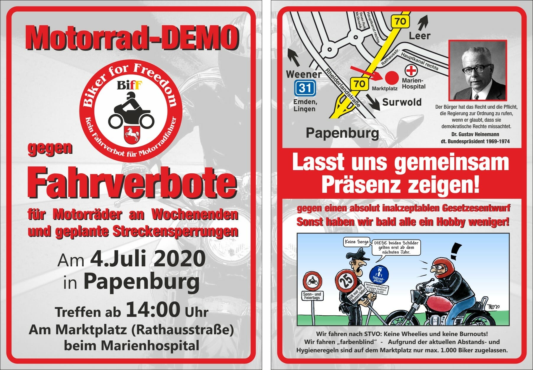 Motorrad-DEMO gegen Fahrverbote für Motorräder an Wochenenden und geplante Streckensperrungen 1 Papenburg