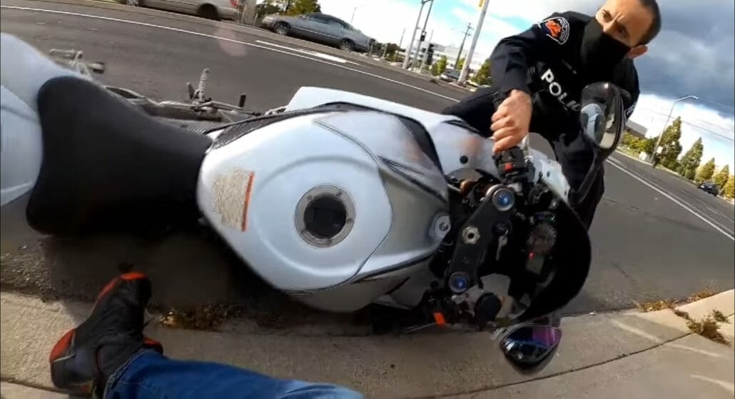 Police hit Biker