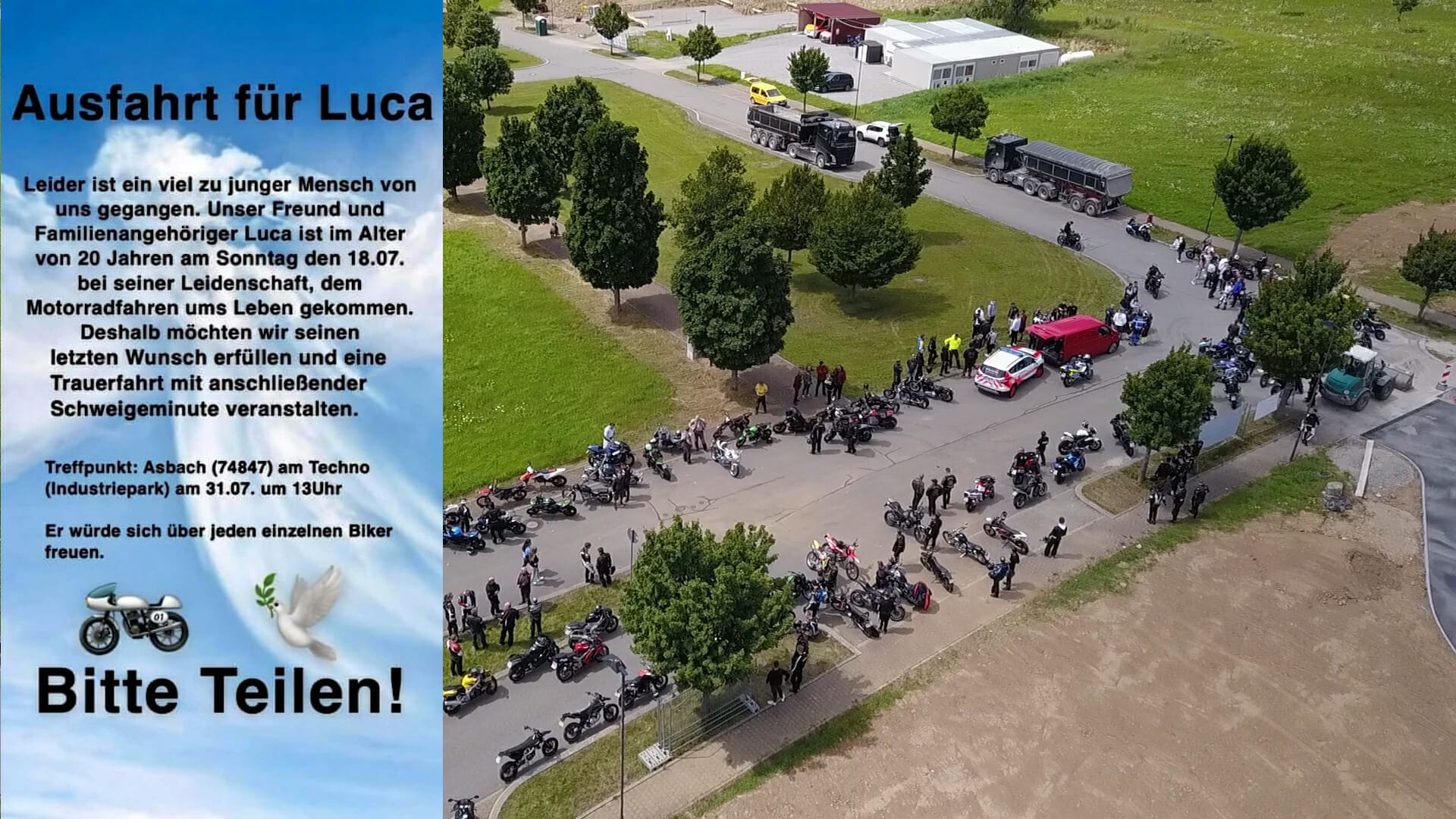 Trauerfahrt für Luca
- auch in der MOTORRAD NACHRICHTEN APP