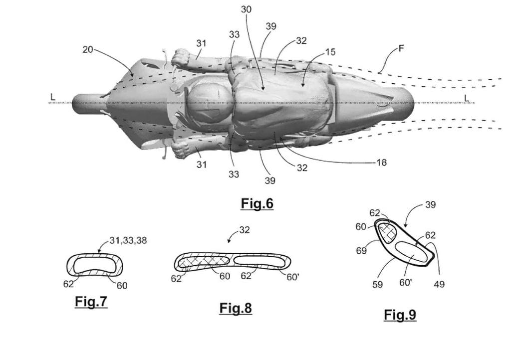 Aprilias Innovation für aerodynamische Rennkombis 6 Aprilia Patent Aerodynamische Kombis 3