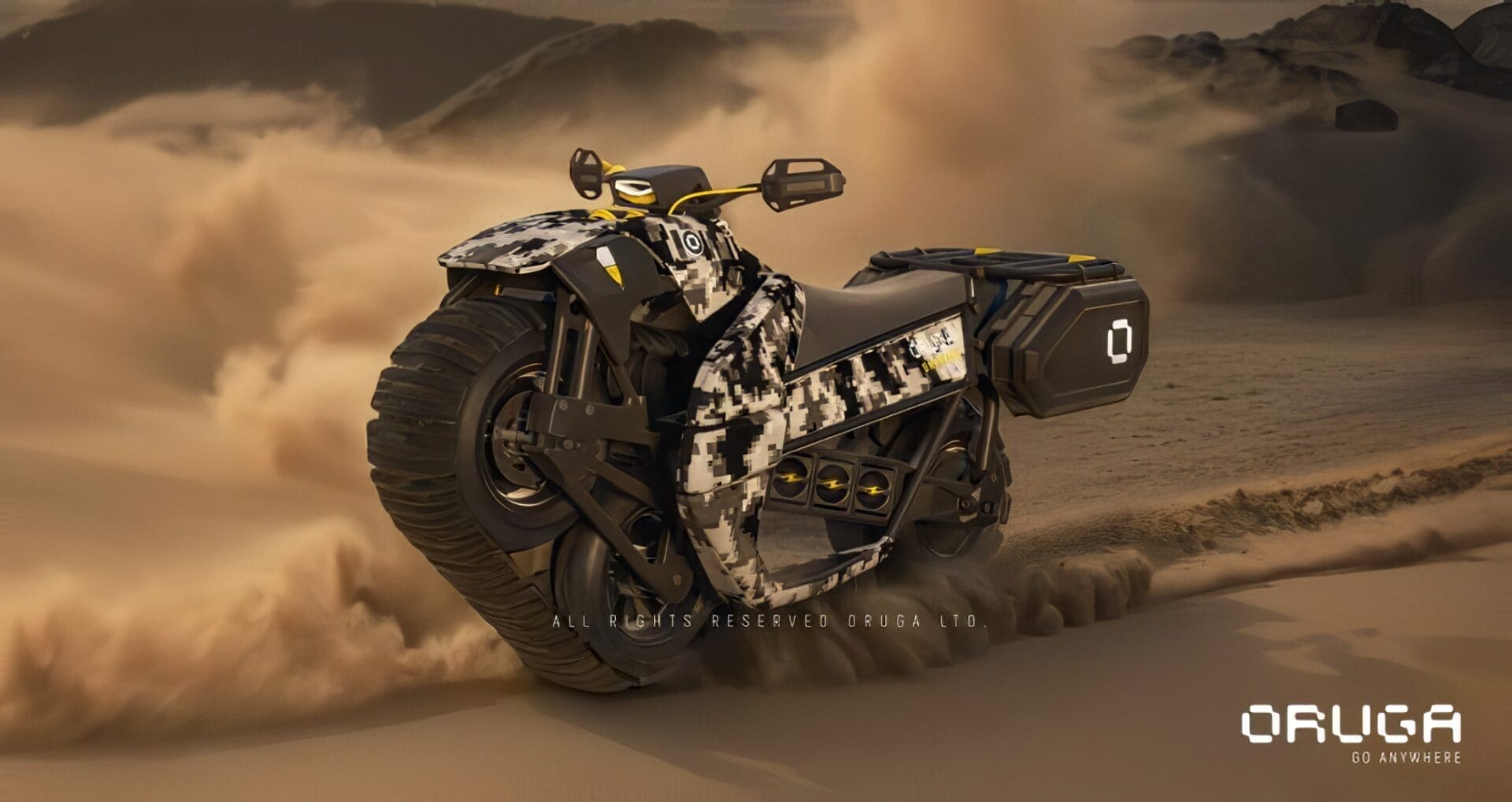 Oruga Unitrack: a futuristic all-terrain electric motorcycle